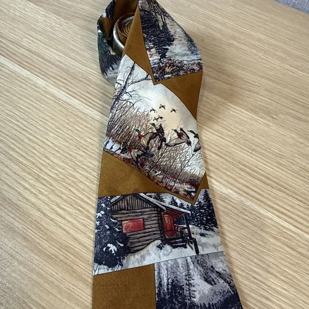 Vtg 80s Colori by Gulins Silk Necktie Mallard Duck Wildlife Hunting Sportman Lot